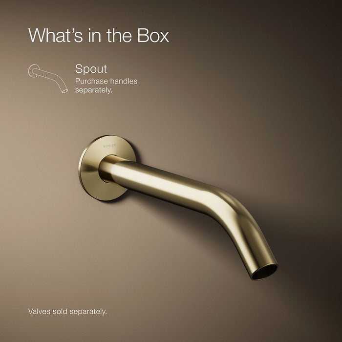 Kohler K-T23890 Components Wall-mount bathroom sink faucet spout with Tube design, 1.2 gpm