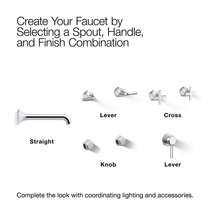 KOHLER K-T27011-ND Occasion Wall-mount bathroom sink faucet spout with Straight design, 1.2 gpm