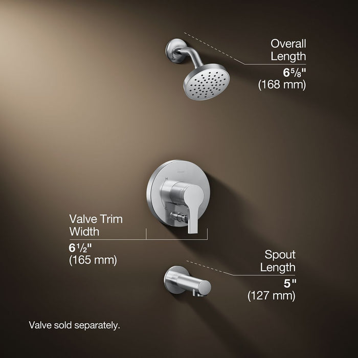 KOHLER K-T35327-4H Elate Rite-Temp bath and shower trim kit with push-button diverter, 1.5 gpm
