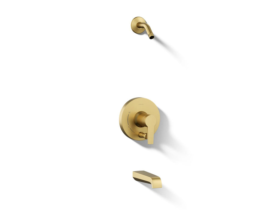 Kohler K-T49979-4L Pitch Rite-Temp bath and shower trim kit with push-button diverter, without showerhead