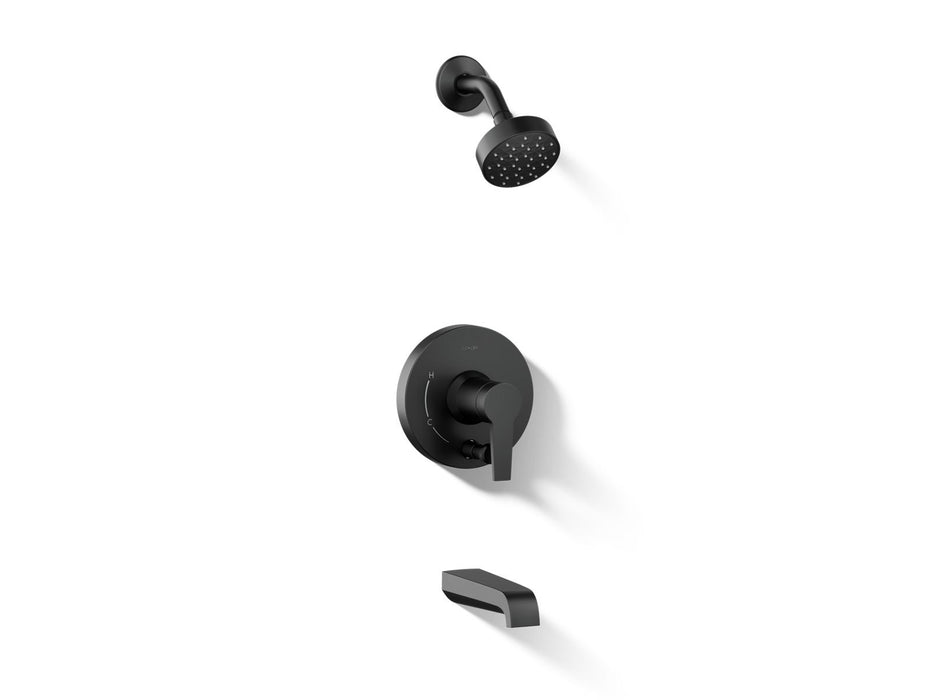 KOHLER K-T49980-4Y Pitch Rite-Temp bath and shower trim kit with push-button diverter and lever handle, 2.5 gpm
