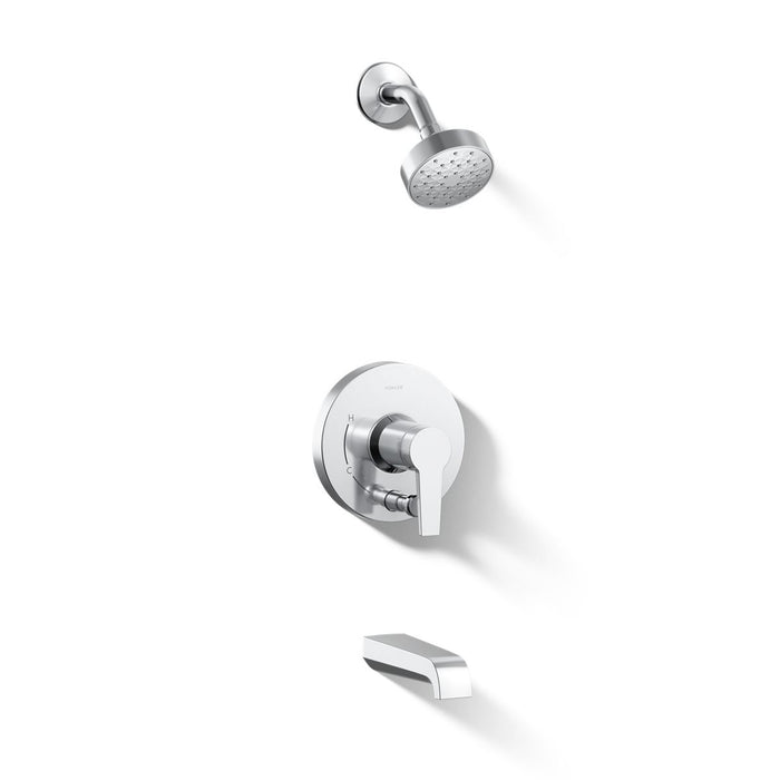 KOHLER K-T49980-4Y Pitch Rite-Temp bath and shower trim kit with push-button diverter and lever handle, 2.5 gpm