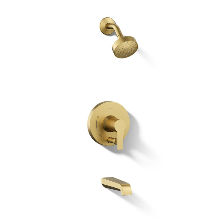 KOHLER K-T49980-4Y Pitch Rite-Temp bath and shower trim kit with push-button diverter and lever handle, 2.5 gpm