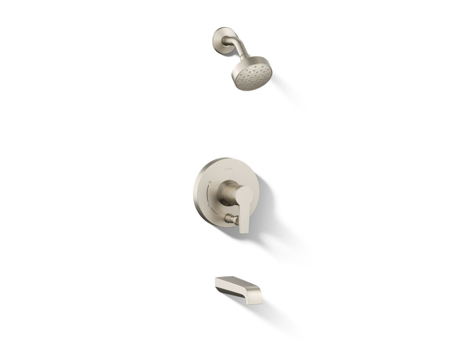 KOHLER K-T49980-4Y Pitch Rite-Temp bath and shower trim kit with push-button diverter and lever handle, 2.5 gpm