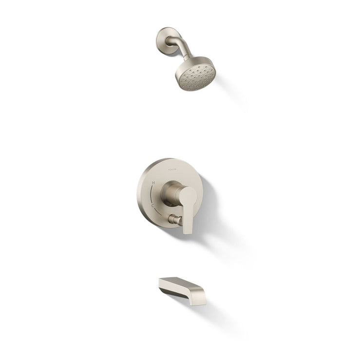 KOHLER K-T49980-4Y Pitch Rite-Temp bath and shower trim kit with push-button diverter and lever handle, 2.5 gpm