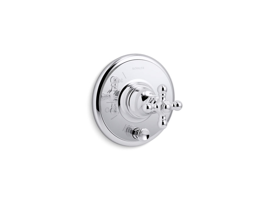 Kohler K-T72768-3 Artifacts Rite-Temp valve trim with push-button diverter and cross handle