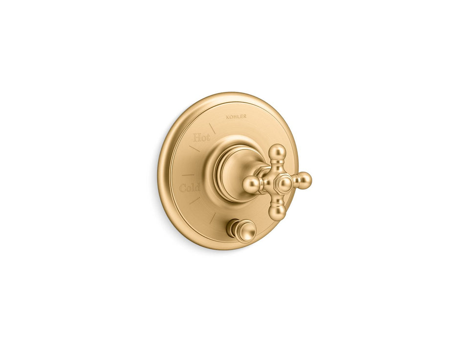 Kohler K-T72768-3 Artifacts Rite-Temp valve trim with push-button diverter and cross handle