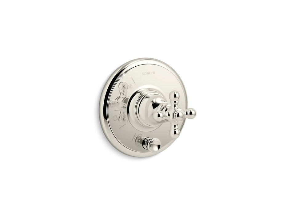 Kohler K-T72768-3 Artifacts Rite-Temp valve trim with push-button diverter and cross handle