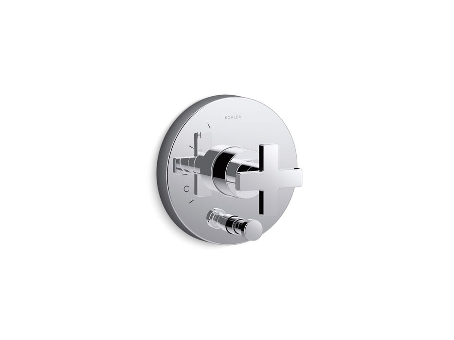 Kohler K-T73117-3 Composed Rite-Temp valve trim with push-button diverter and cross handle