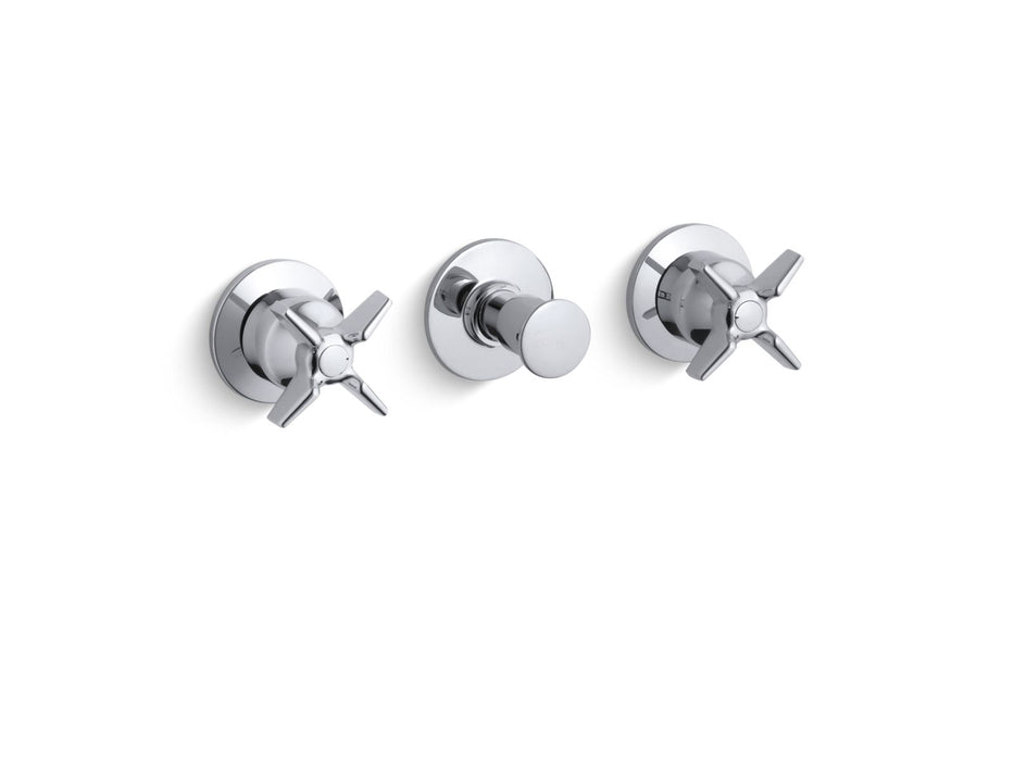KOHLER K-T7751-3 Triton Wall-mount valve trim with push button diverter and cross handles, requires valve