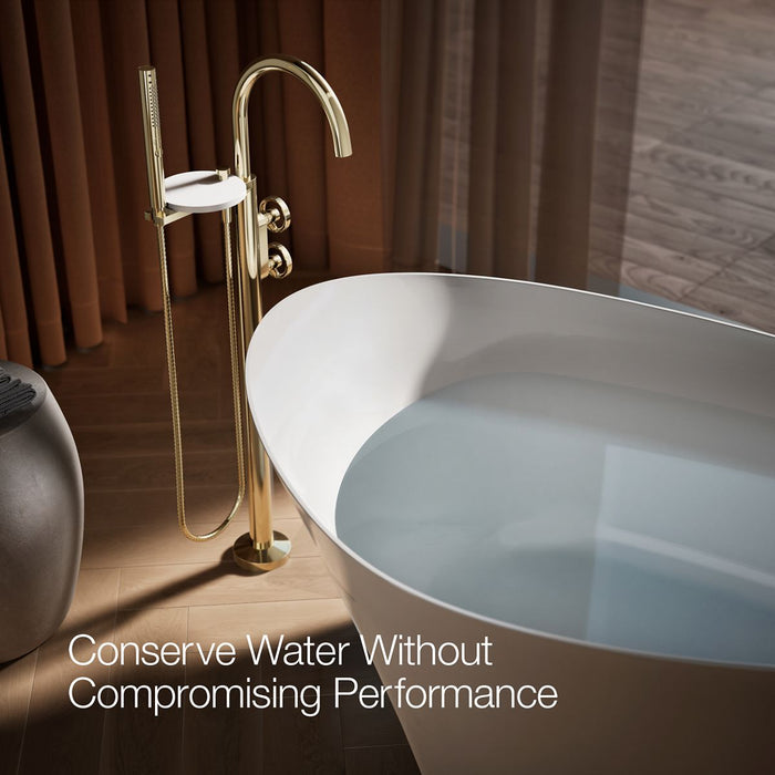 Kohler K-T77984-9 Components Floor-mount bath filler trim with industrial handles and handshower