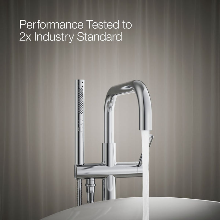 KOHLER K-T97328-4 Purist Floor-mount bath filler trim with handshower