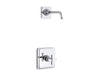 Kohler K-TLS13134-3A Pinstripe Rite-Temp shower trim kit with cross handle, without showerhead