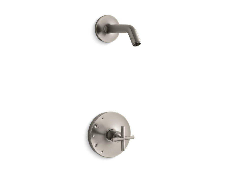Kohler K-TLS14422-3 Purist Rite-Temp shower trim kit with cross handle, without showerhead