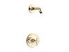 Kohler K-TLS14422-3 Purist Rite-Temp shower trim kit with cross handle, without showerhead
