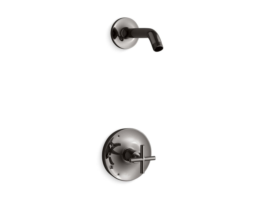 Kohler K-TLS14422-3 Purist Rite-Temp shower trim kit with cross handle, without showerhead