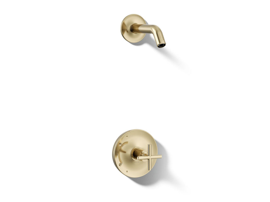 KOHLER K-TLS14422-3 Purist Rite-Temp shower trim kit with cross handle, without showerhead
