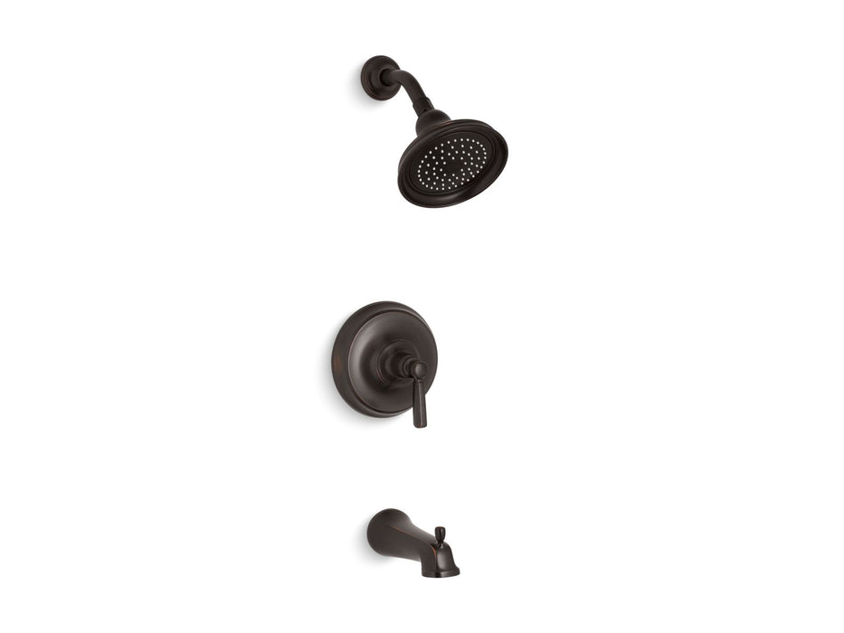 KOHLER K-TS10582-4 Bancroft Rite-Temp bath and shower valve trim with metal lever handle, slip-fit spout and 2.5 gpm...