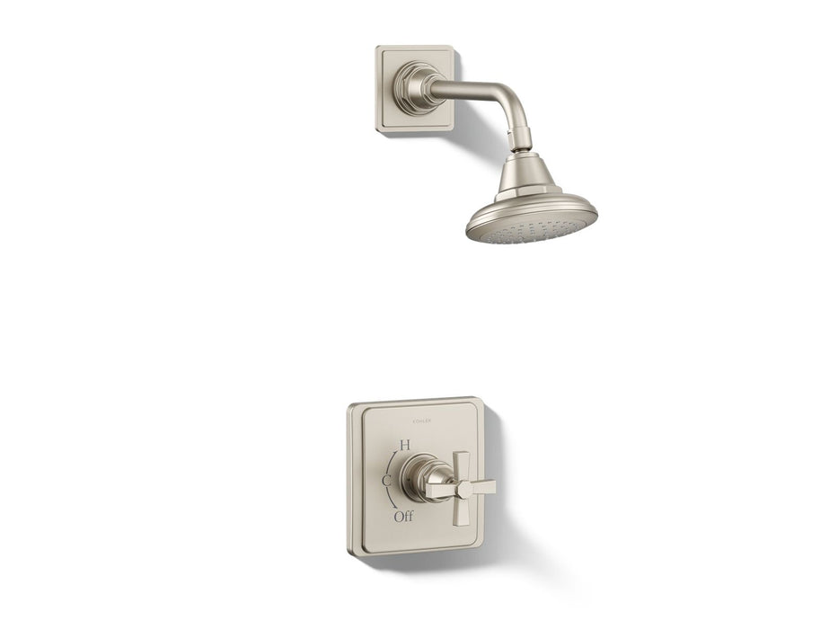 KOHLER K-TS13134-3A Pinstripe Rite-Temp shower trim kit with cross handle, 2.5 gpm