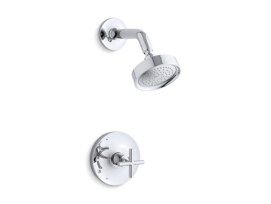 Kohler K-TS14422-3 Purist Rite-Temp shower trim kit with cross handle, 2.5 gpm