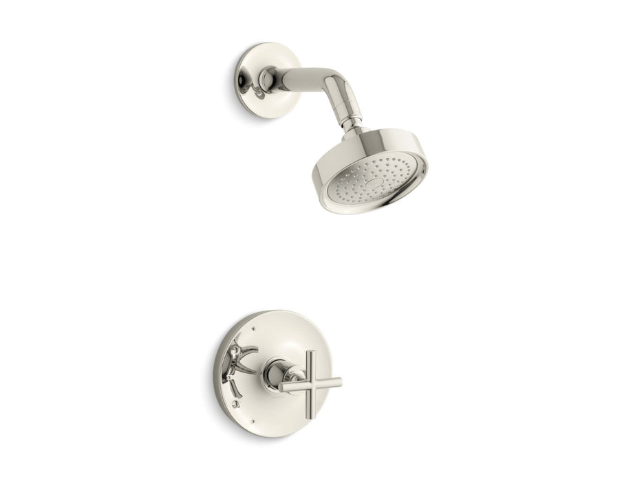 Kohler K-TS14422-3 Purist Rite-Temp shower trim kit with cross handle, 2.5 gpm