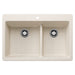 BLANCO Liven SILGRANIT 33" 60/40 Double Bowl Dual Mount Kitchen Sink with Low Divide - Soft White