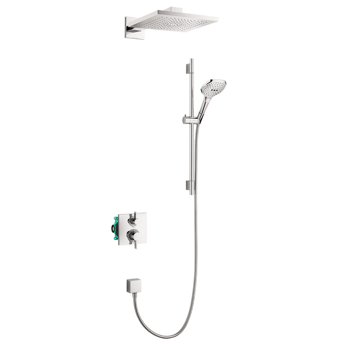 hansgrohe Raindance E Thermostatic Showerhead/Wallbar Set with Rough, 2.0 GPM