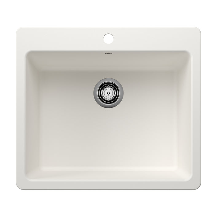 BLANCO Liven SILGRANIT 25" Single Bowl Dual Mount Kitchen Sink - White