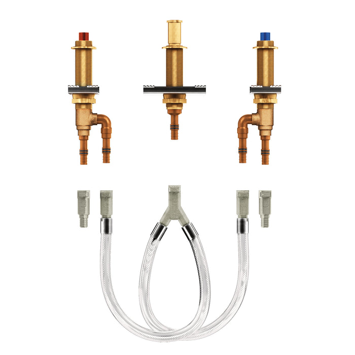 Moen M-Pact 4794 Two handle roman tub valve 10" - 24" center 1/2" crimp ring PEX cold expansion PEX connection, default