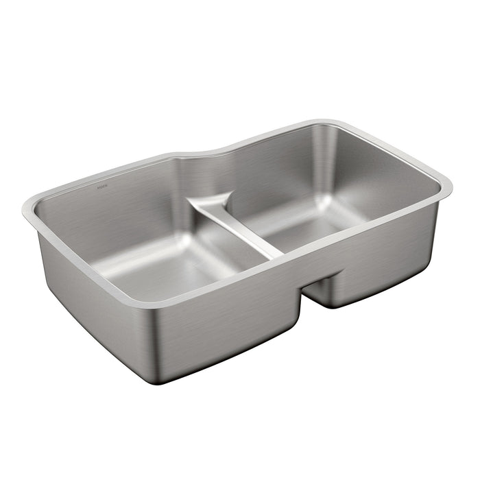 Moen G18253 1800 Series 31 - 57/64" x 20 - 11/16" Stainless Steel 18 Gauge Double Bowl Sink, satin stainless