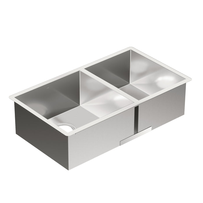Moen Prep G18287 31-1/2X18 Stainless Steel 18 Gauge Double Bowl Sink, satin stainless