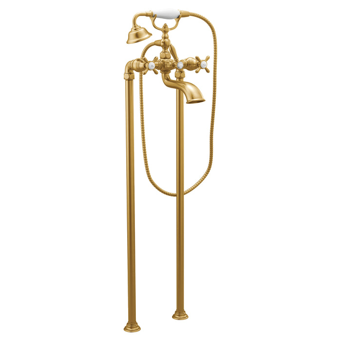 Moen Weymouth S22105 Two-Handle Tub Filler Includes Hand Shower, brushed gold