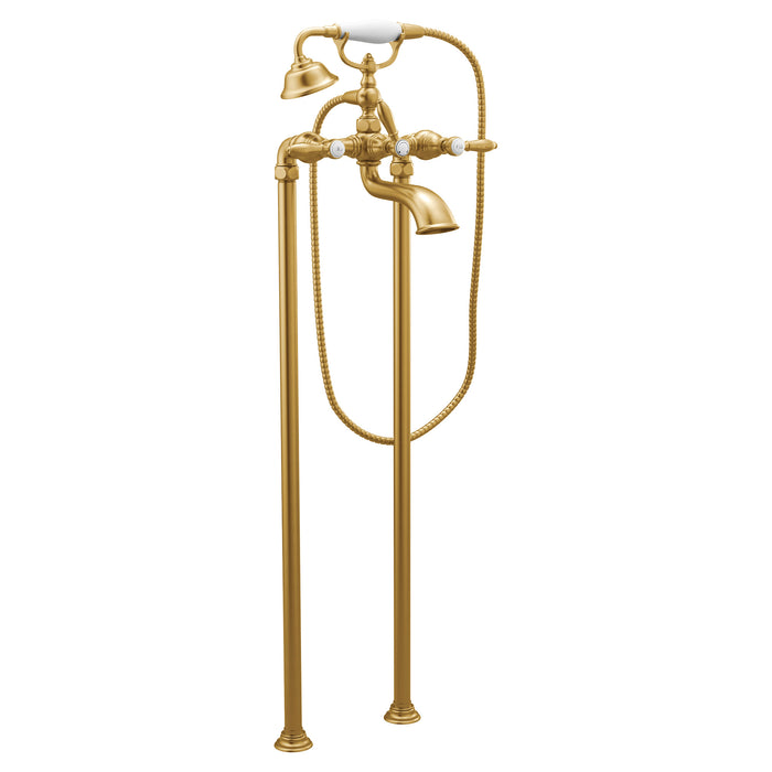 Moen Weymouth S22110 Two-Handle Tub Filler Includes Hand Shower, brushed gold
