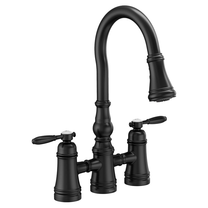 Moen Weymouth S73204 Two-Handle Pulldown Kitchen Faucet, matte black