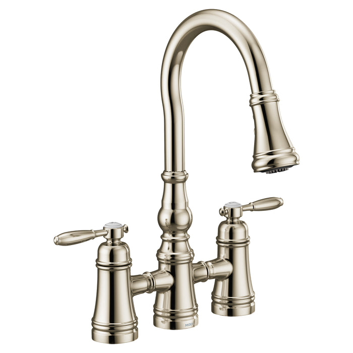 Moen Weymouth S73204 Two-Handle Pulldown Kitchen Faucet, polished nickel