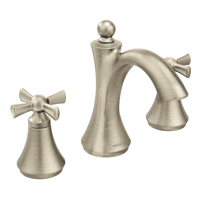 Moen T4524 Wynford 8" Widespread Two Handle High-Arc Bathroom Faucet with Cross Handles, brushed nickel