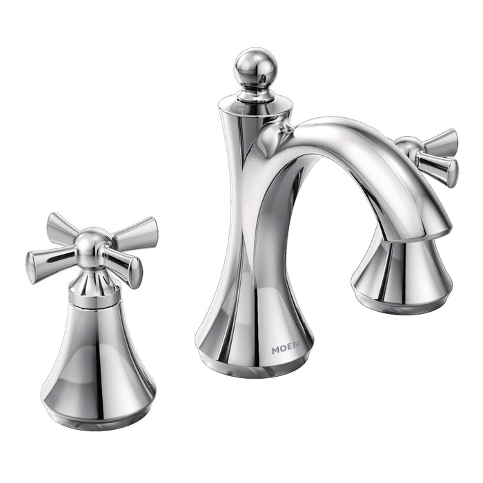 Moen T4524 Wynford 8" Widespread Two Handle High-Arc Bathroom Faucet with Cross Handles, chrome