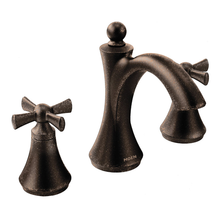 Moen T4524 Wynford 8" Widespread Two Handle High-Arc Bathroom Faucet with Cross Handles, oil rubbed bronze