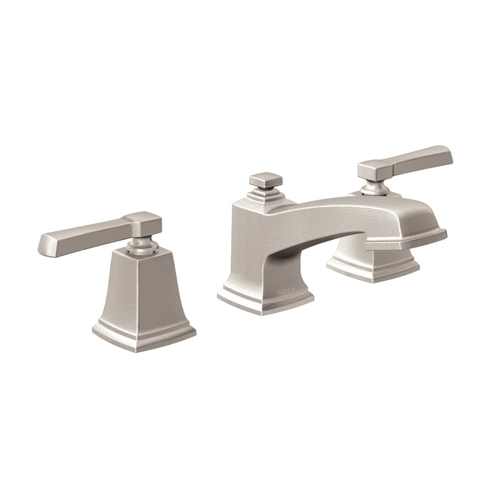 Moen T6220 Boardwalk Widespread Bathroom Faucet with Metal Pop-Up Drain Assembly, spot resist brushed nickel