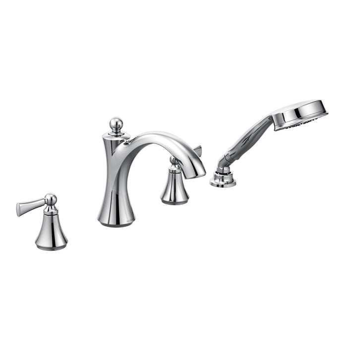 Moen Wynford T654 Two-Handle Roman Tub Faucet Includes Hand Shower, chrome