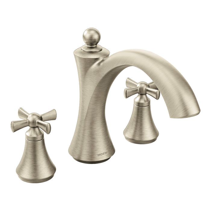 Moen T657 Wynford Two Handle Non Diverter Roman Tub Faucet, brushed nickel
