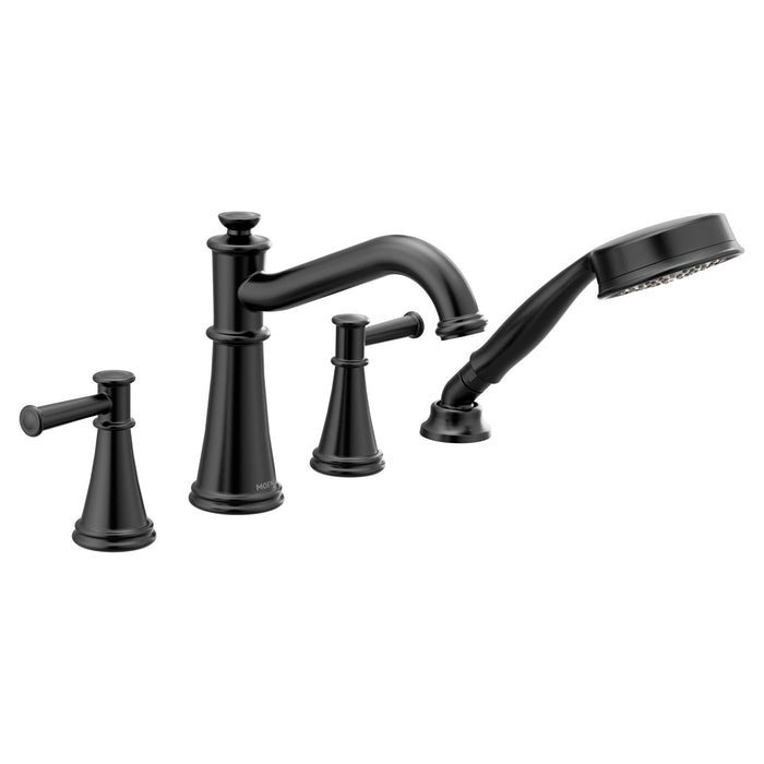 Moen Belfield T9024 Two-Handle Roman Tub Faucet Includes Hand Shower, matte black
