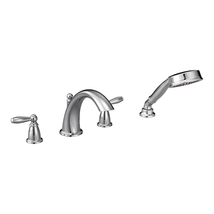 Moen Brantford T924 Two-Handle Roman Tub Faucet Includes Hand Shower, chrome
