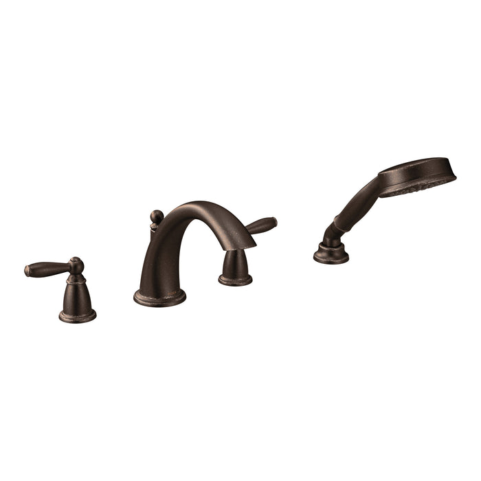 Moen Brantford T924 Two-Handle Roman Tub Faucet Includes Hand Shower, oil rubbed bronze