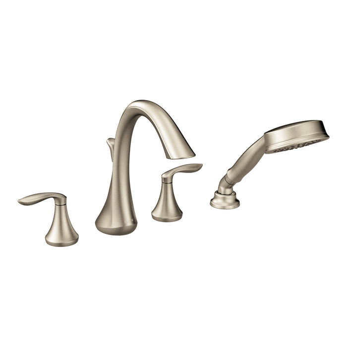 Moen Eva T944 Two-Handle Roman Tub Faucet Includes Hand Shower, brushed nickel