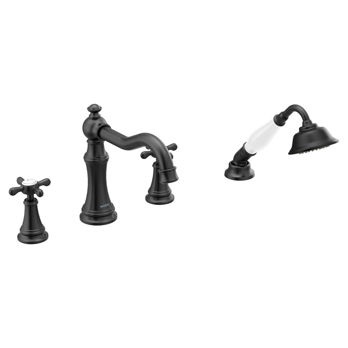 Moen TS21102 Two-Handle Roman Tub Faucet Includes Hand Shower, matte black