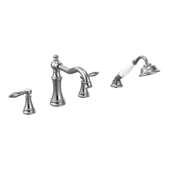 Moen Weymouth TS21104 Two-Handle Roman Tub Faucet Includes Hand Shower, chrome