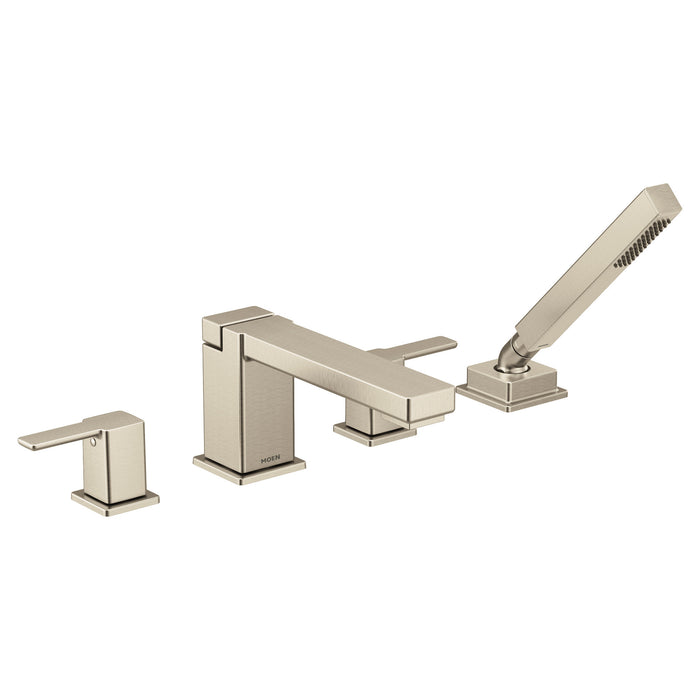 Moen 90 Degree TS914 Two-Handle Roman Tub Faucet Includes Hand Shower, brushed nickel