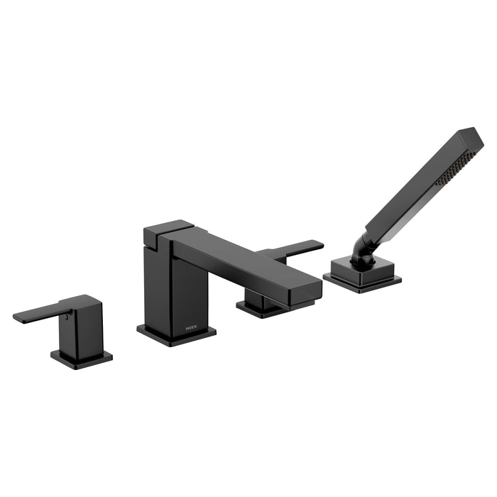 Moen 90 Degree TS914 Two-Handle Roman Tub Faucet Includes Hand Shower, matte black