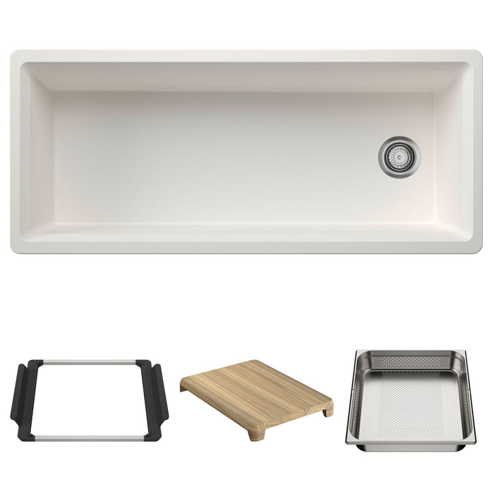 BLANCO Inteos SILGRANIT 45" Single Bowl Reversible Undermount Workstation Kitchen Sink - White